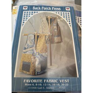 Favorite Fabric Vest Back Porch Press Size 6-22 Gail Abelo 1994 UNCUT